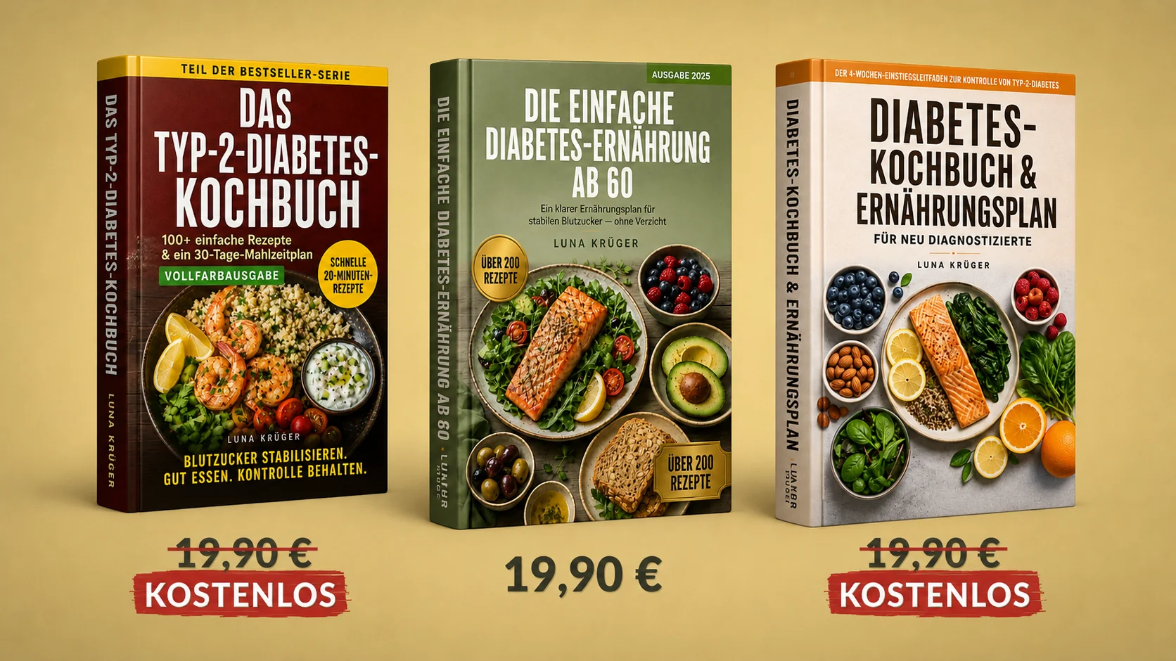 Drei Vitalreich E-Books mit Preisdarstellung: Hauptbuch für 19,90 Euro, zwei Boni kostenlos